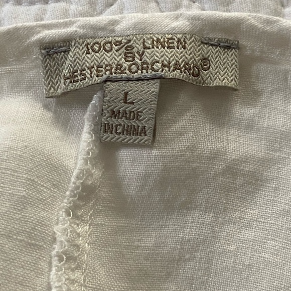 100% Linen by Hester & Orchard White Oversized Cap Sleeve Size Large - Picture 4 of 15